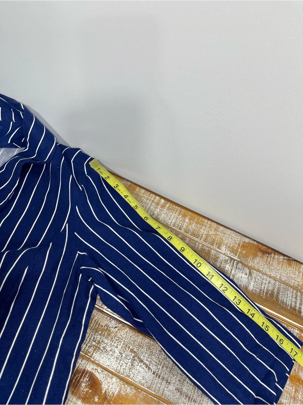 Weekend Women’s Navy Blue White Striped Blazer Jacket Size L